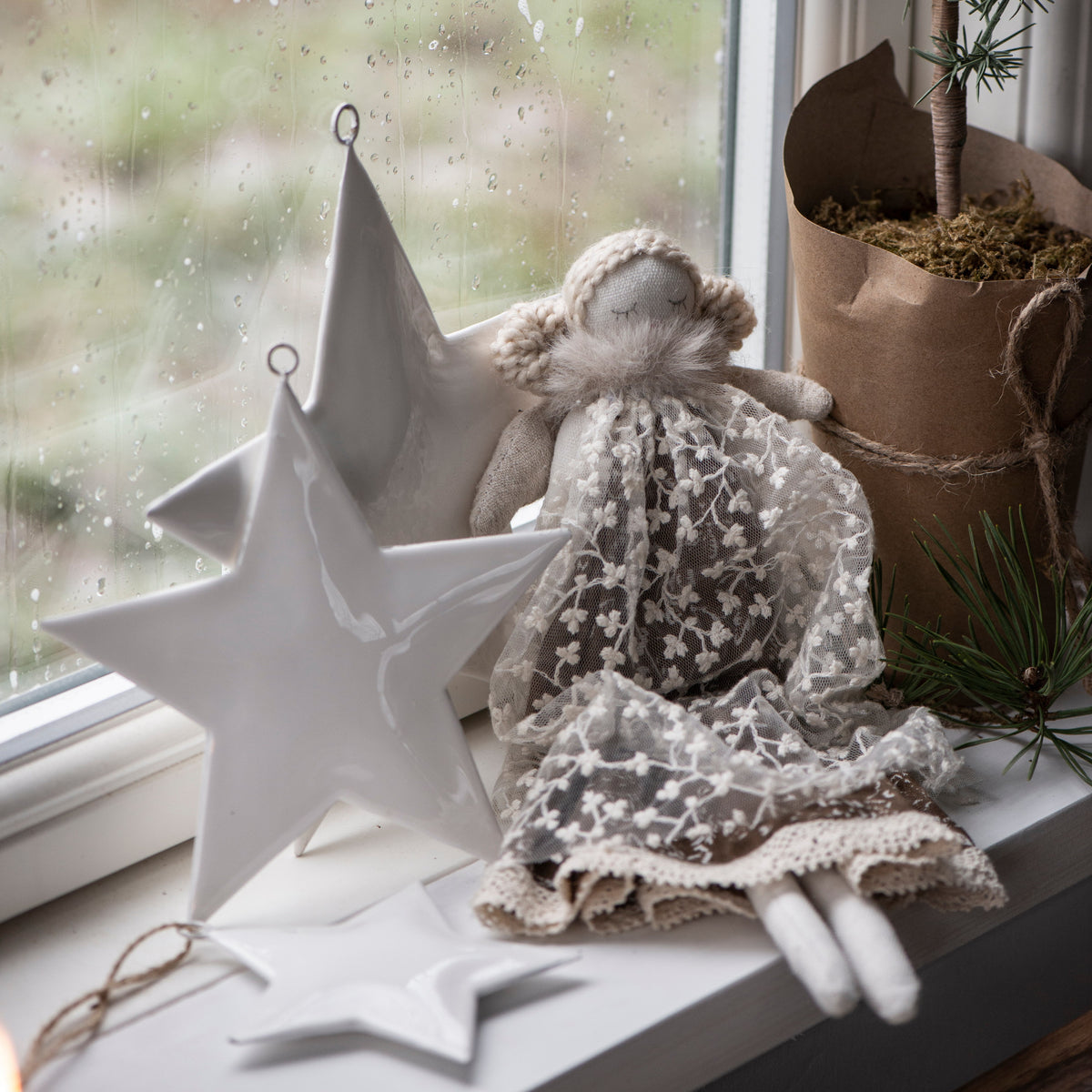 White Enamel Hanging Star