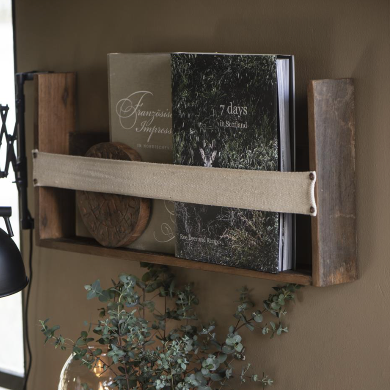 Wooden Shelf With Webbing Strap