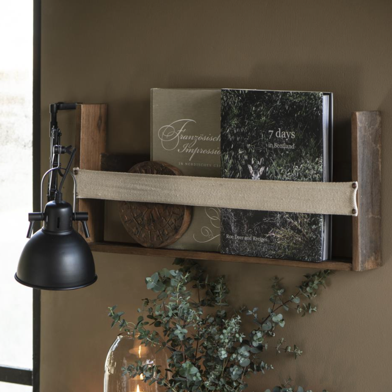Wooden Shelf With Webbing Strap