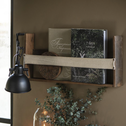 Wooden Shelf With Webbing Strap