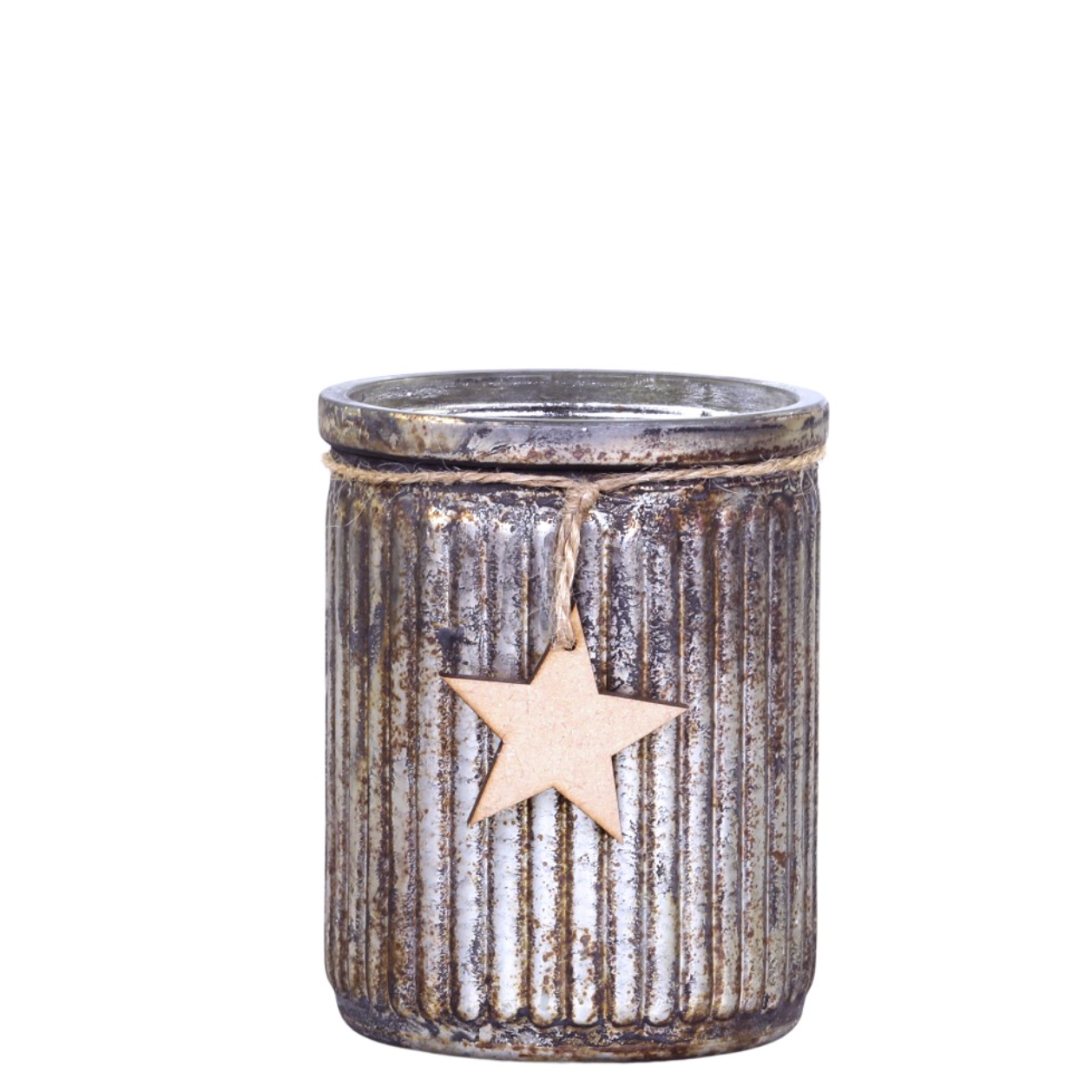 Antiqued Glass Star Tealight Holder