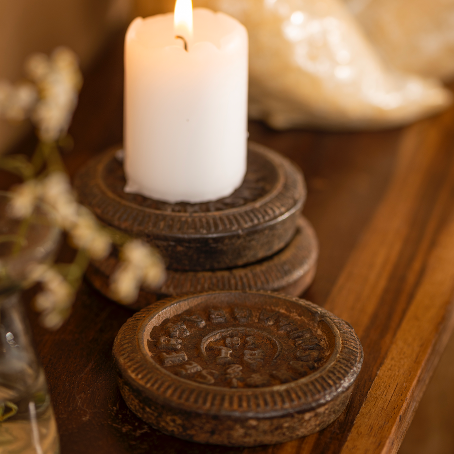 Vintage Iron Weight Candleholder