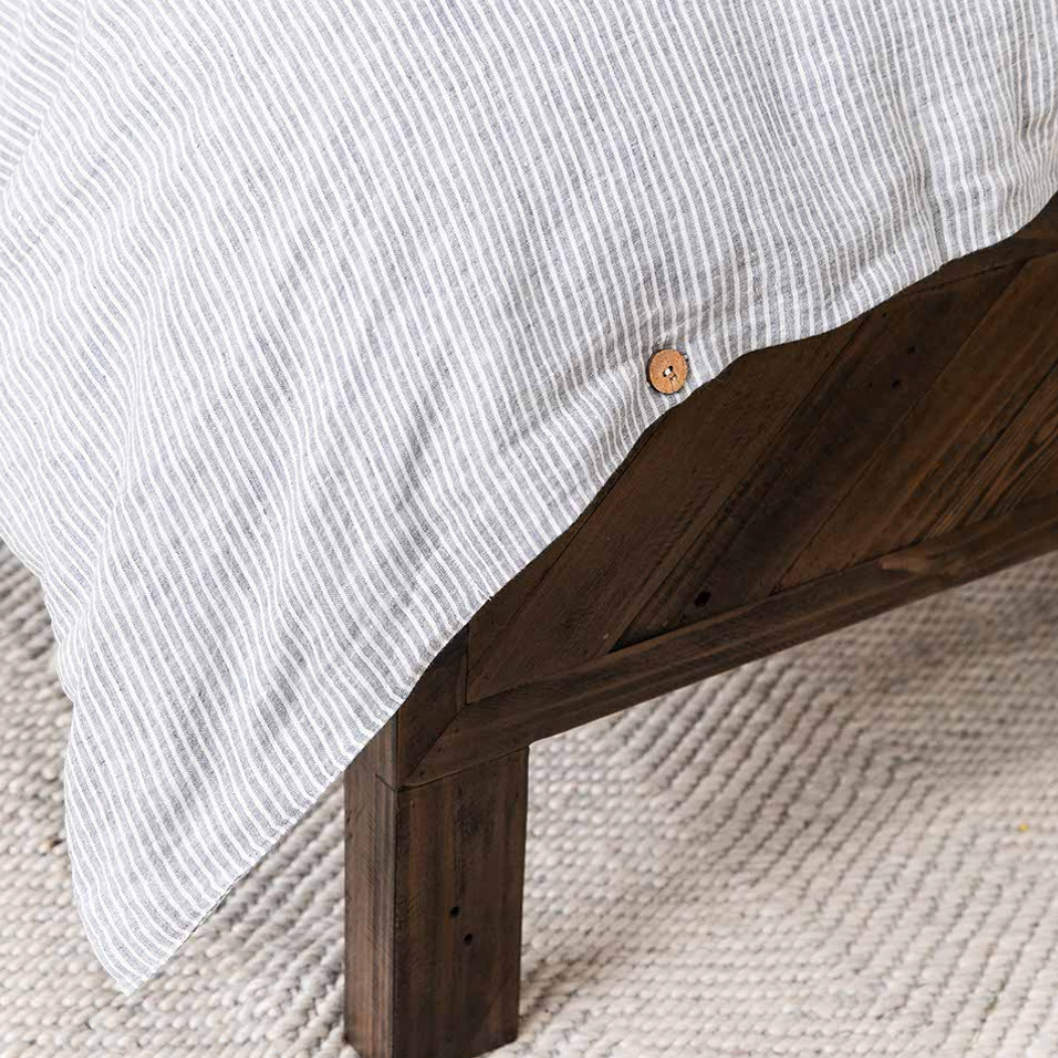 Grey and White Stripe Linen Duvet Cover - Various Sizes