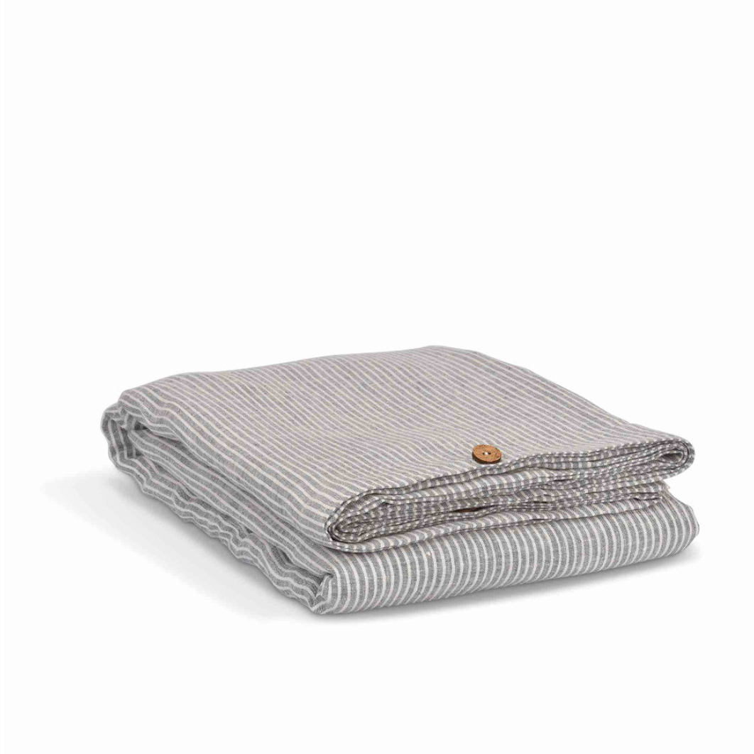 Grey and White Stripe Linen Duvet Cover - Various Sizes