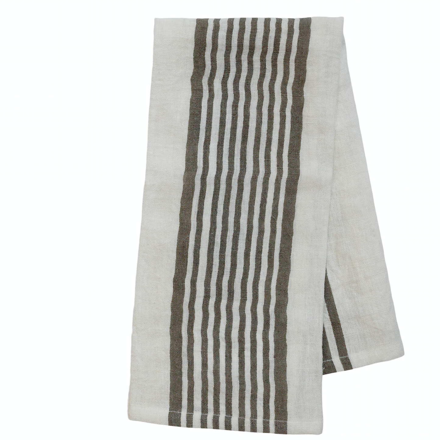 Set Of Two Linen French Grey Grain Sack Stripe Tea Towels