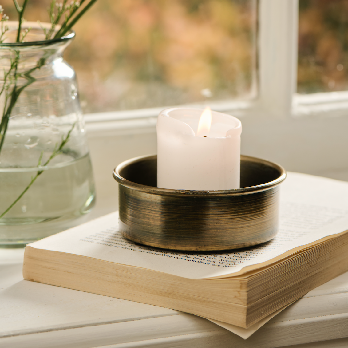 Brass Pillar Candle and Tealight Holder