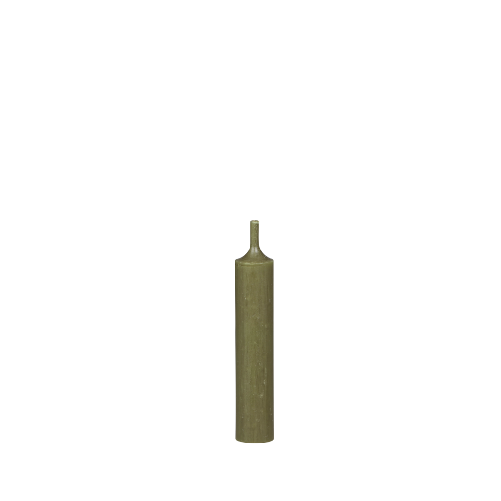 A Bundle Of Six Short Olive Green Candles