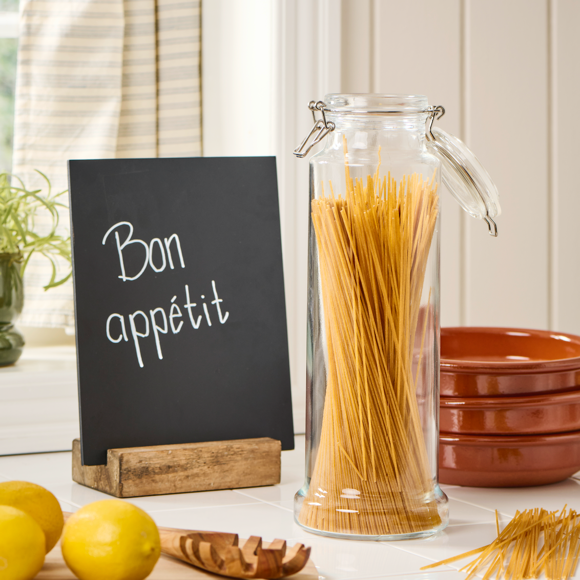 Glass Spaghetti Pasta Storage Jar