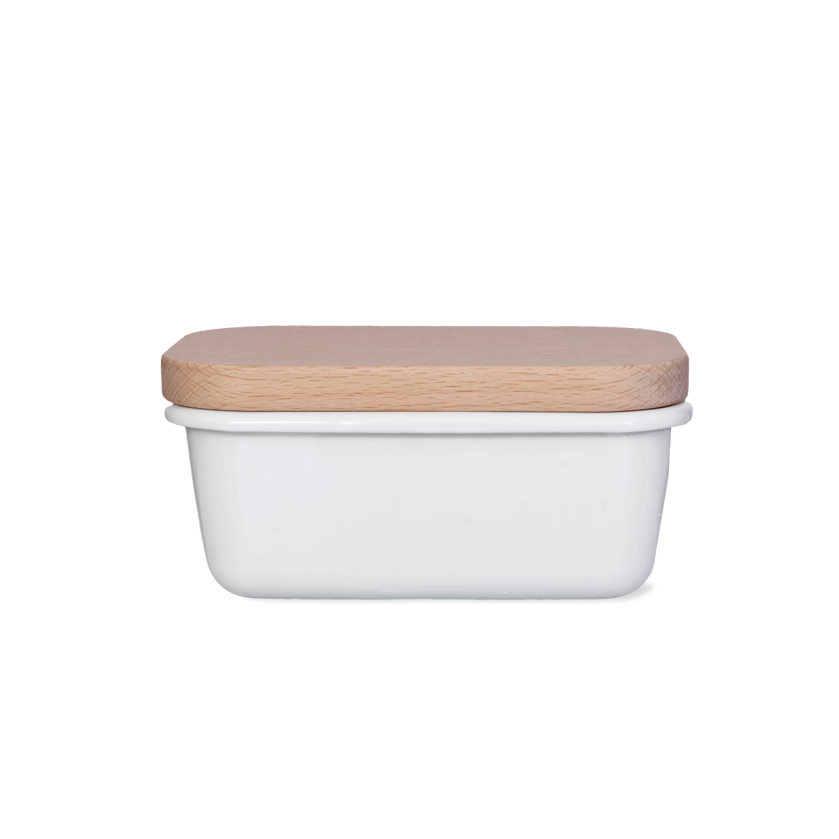 Warm White Enamel Butter Dish