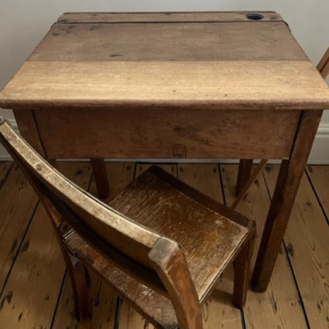 Original Wooden School Desk And Chair