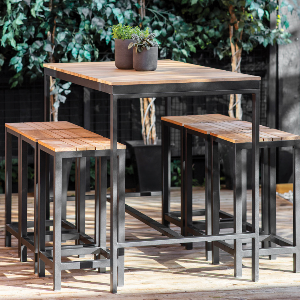 Camley Indoor/Outdoor Teak Bar Table and Stool Set