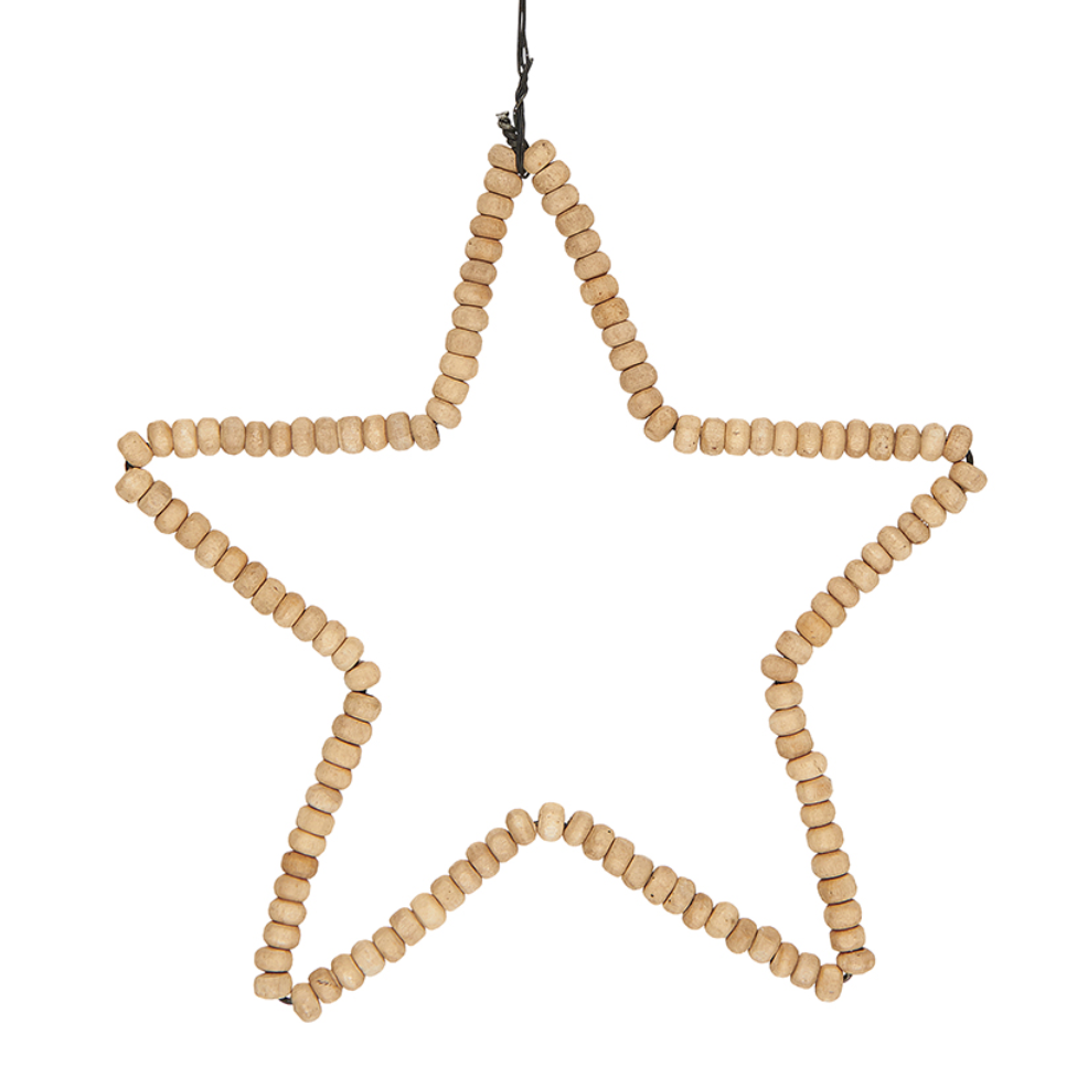 Wooden Beaded Star Christmas Tree Decoration