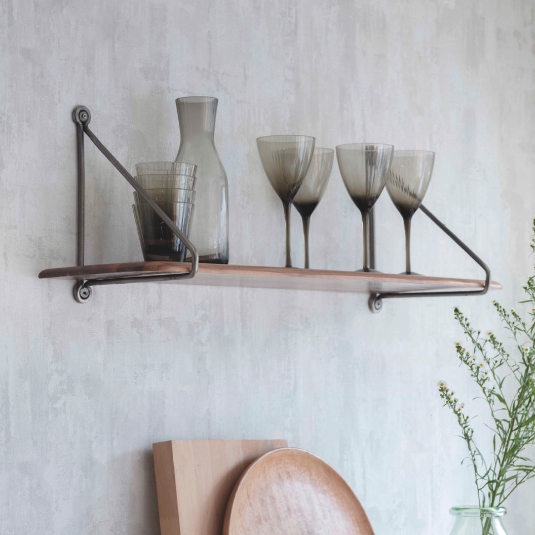 Large Industrial Wooden Shelf With Brackets