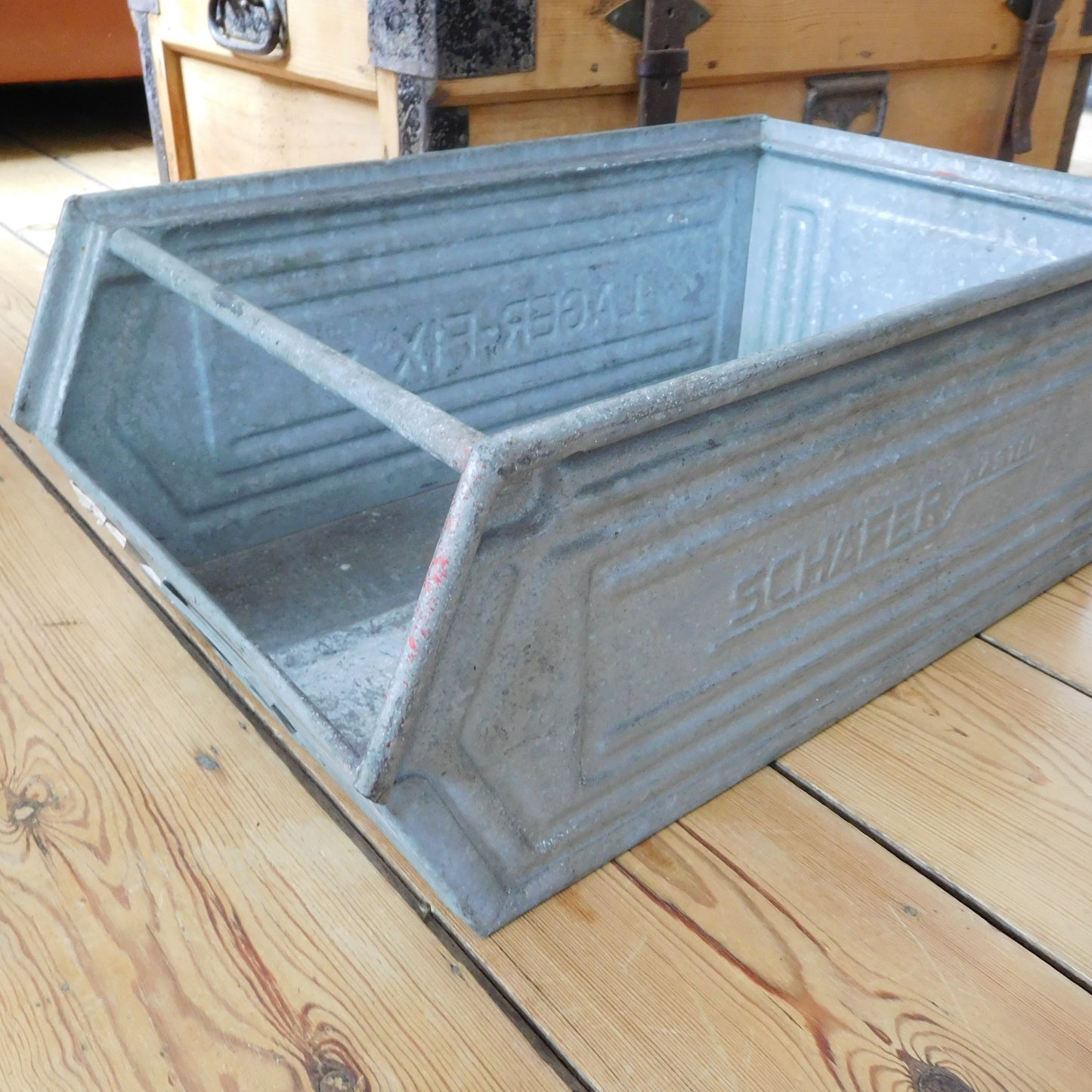 Vintage Galvanised Metal Stacking Crate