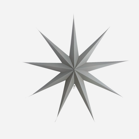 Large Grey Nine Point Paper Star