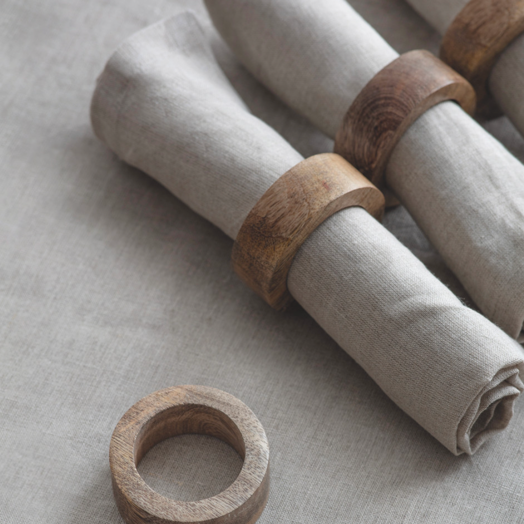 Set Of Four Wooden Napkin Rings