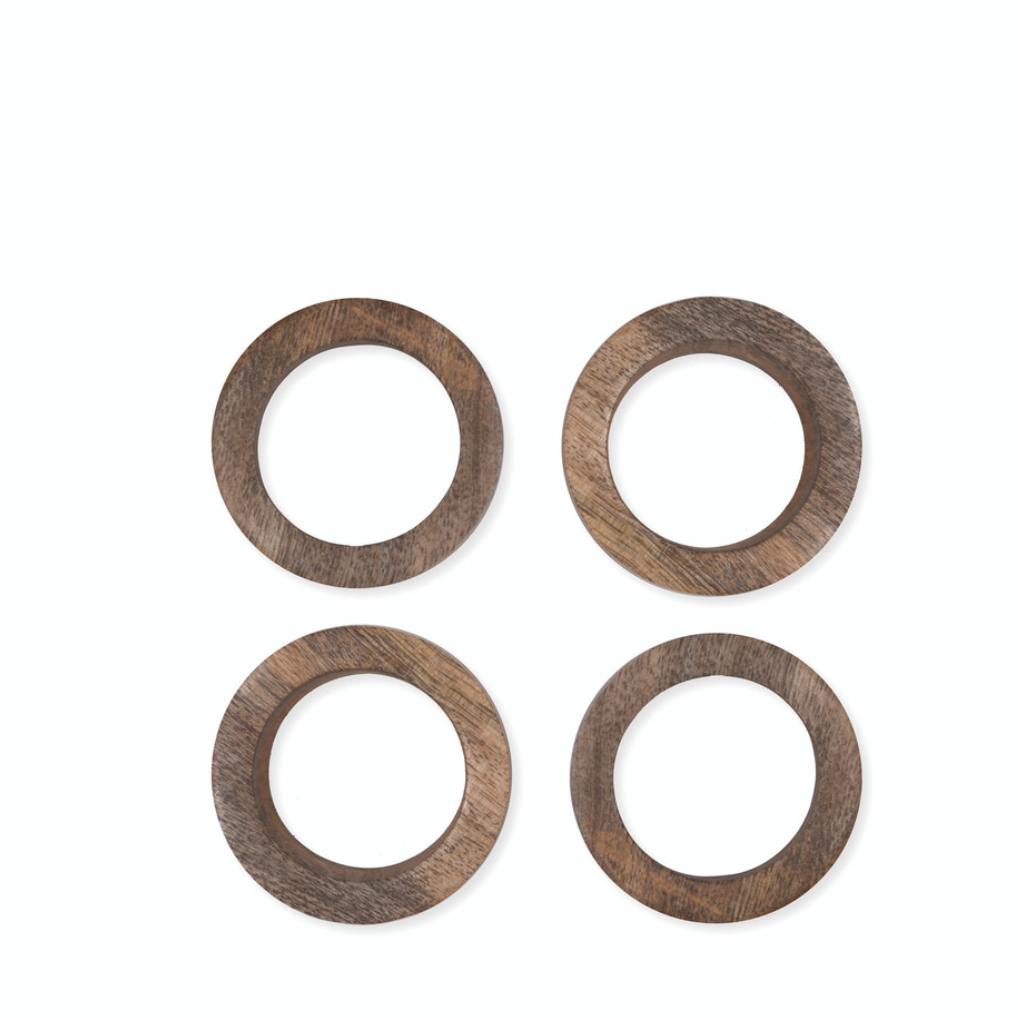 Set Of Four Wooden Napkin Rings