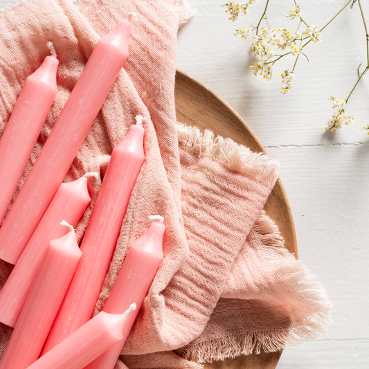 A Bundle Of Six Short Pink Candles