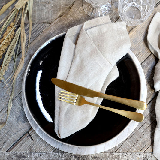 Set Of Four Natural Linen Napkins