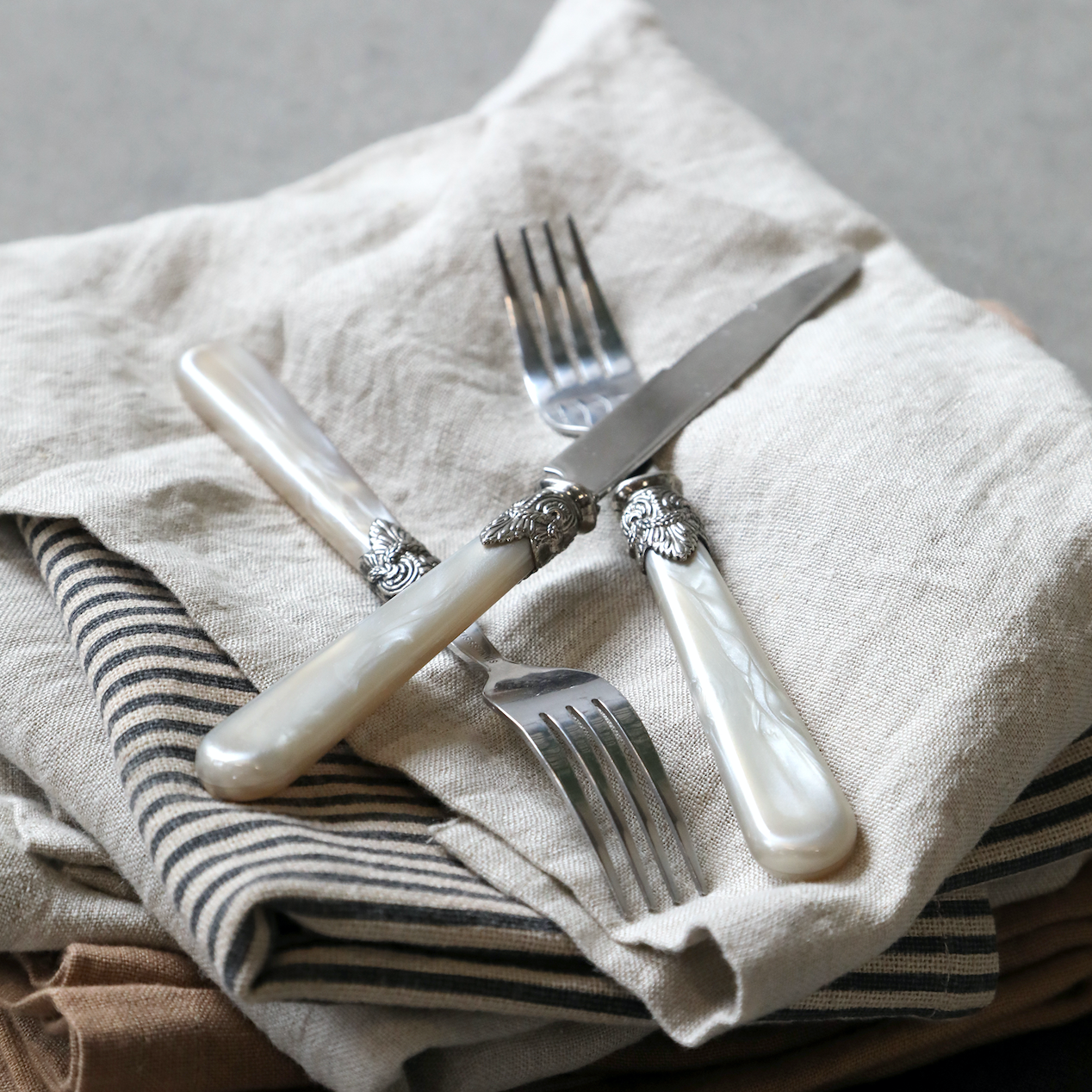 Set Of Four Natural Linen Napkins