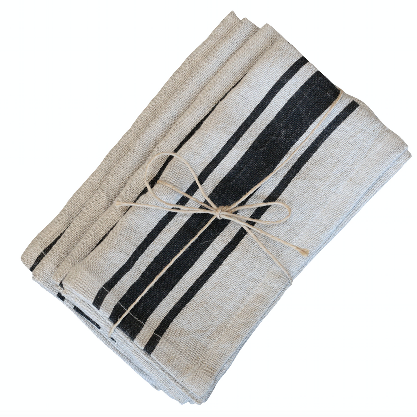 Set Of Four Charcoal Grain Sack Stripe Napkins