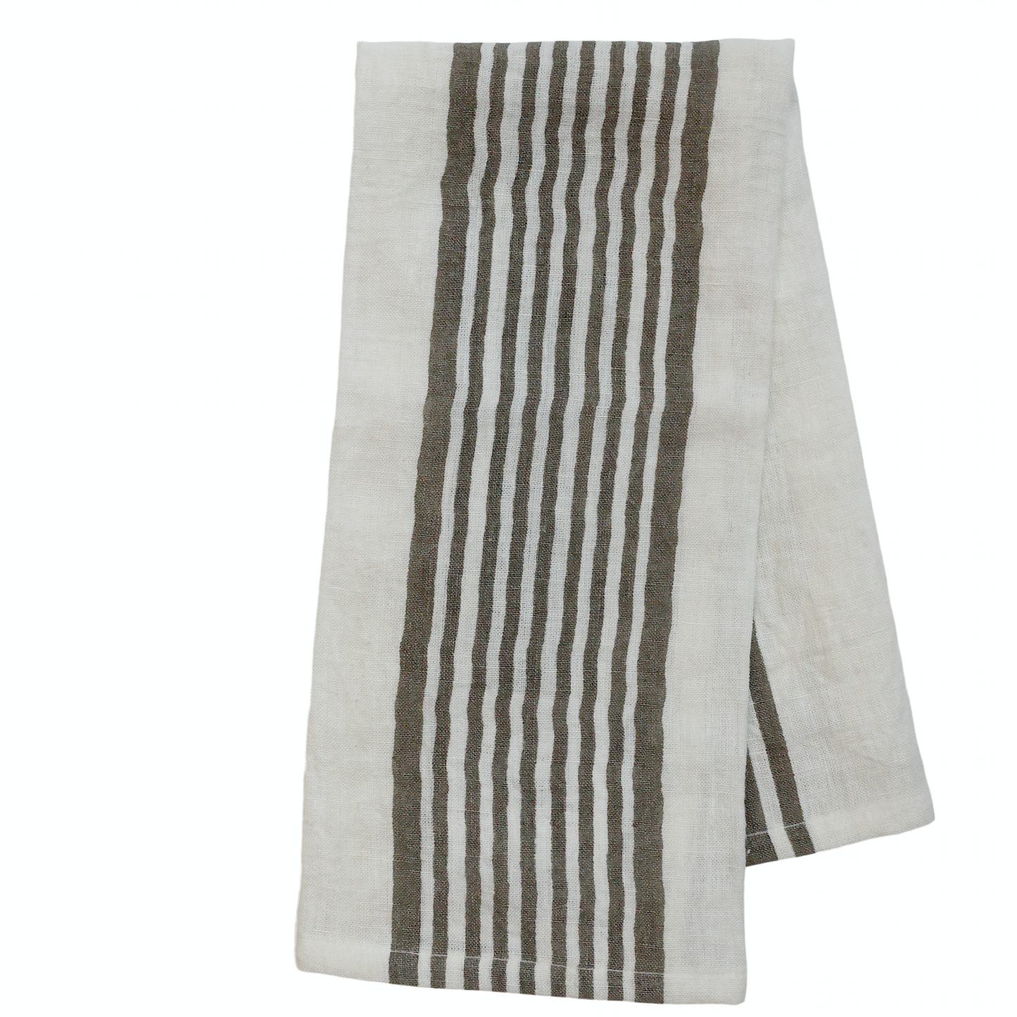 Set Of Two French Grey Grain Sack Stripe Tea Towels