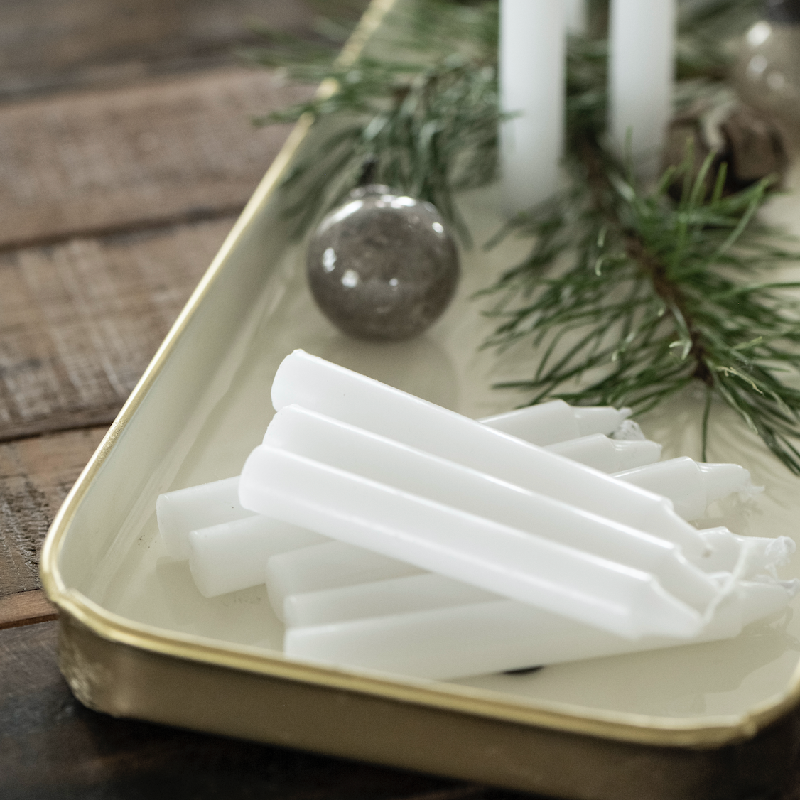 Pack Of Ten White Tapered Slim Candles