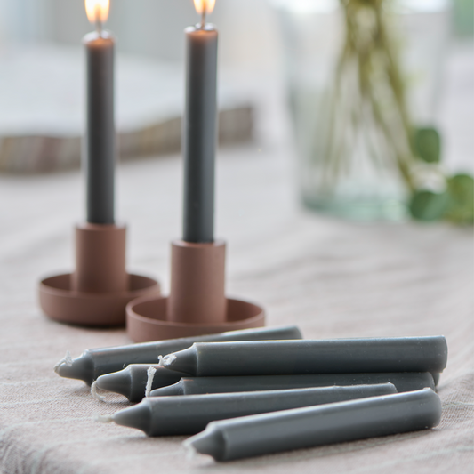 Pack Of Ten Charcoal Tapered Slim Candles