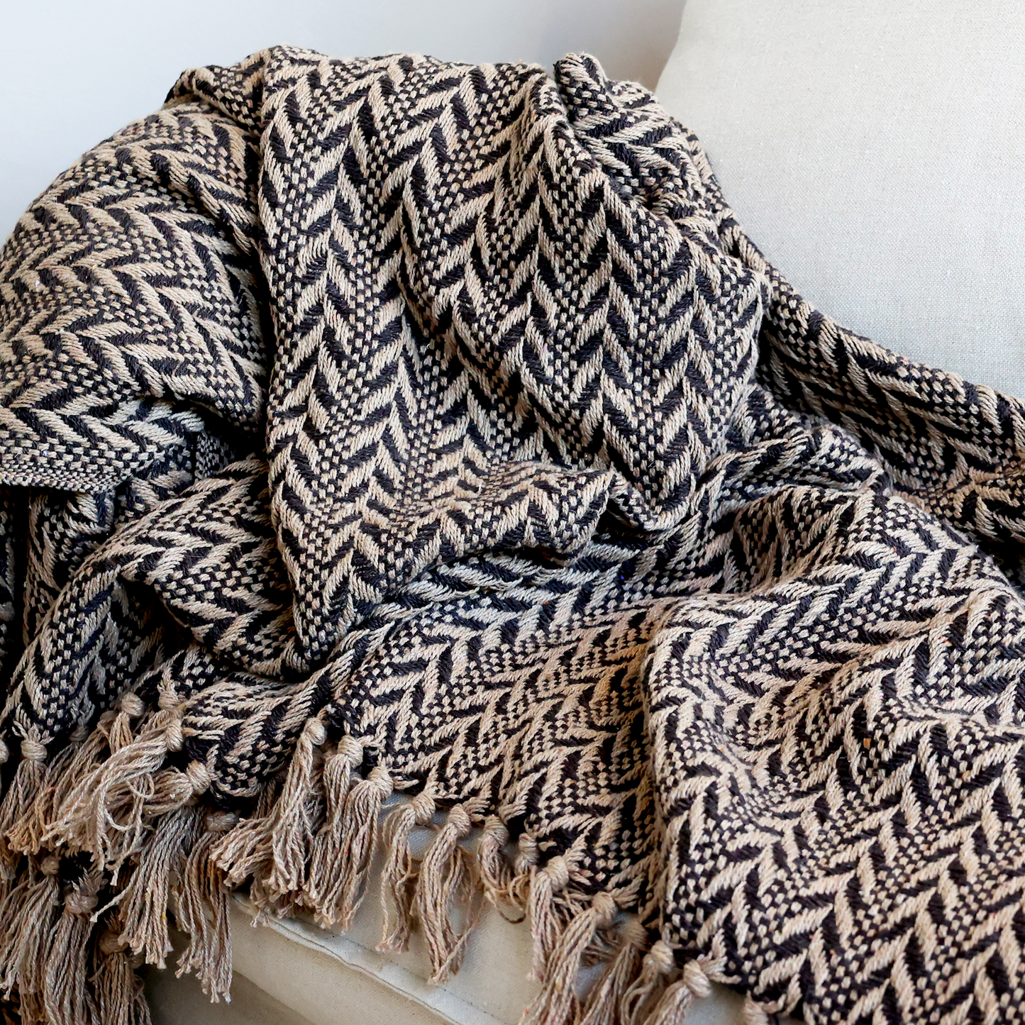 Mocha Chevron Recycled Surplus Cotton Throw