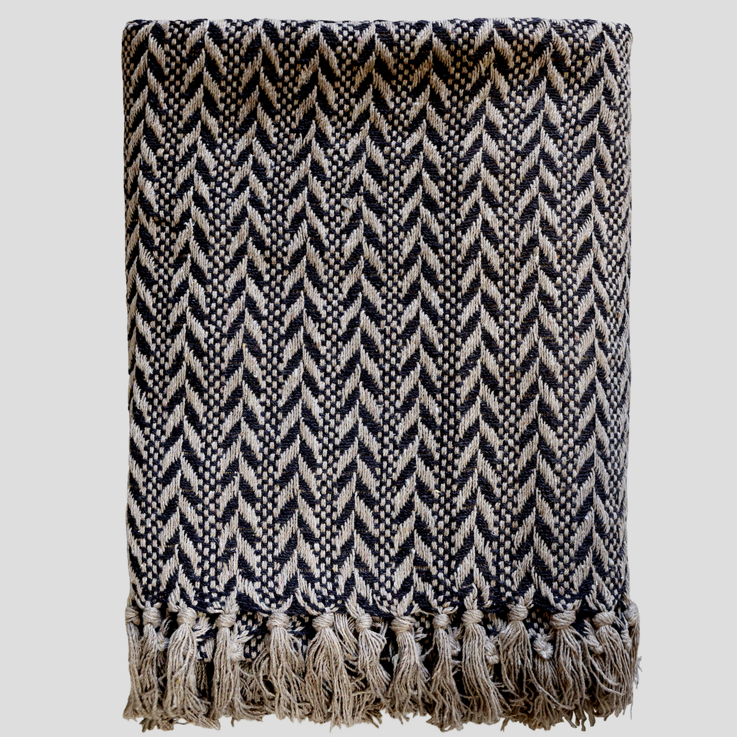 Mocha Chevron Recycled Surplus Cotton Throw