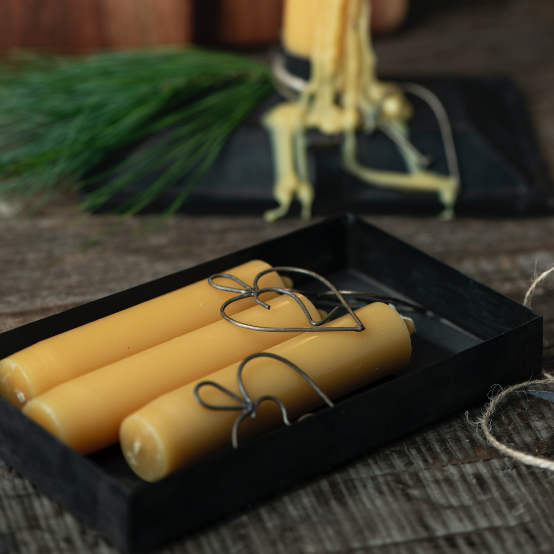 A Bundle Of Six Short Mustard Candles