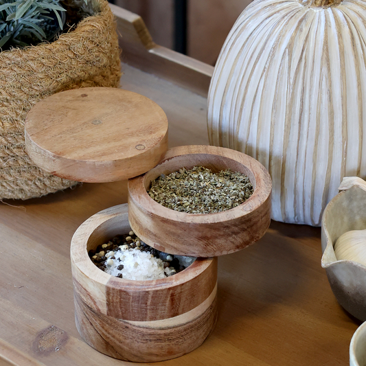 Wooden Swivel Salt and Pepper Container