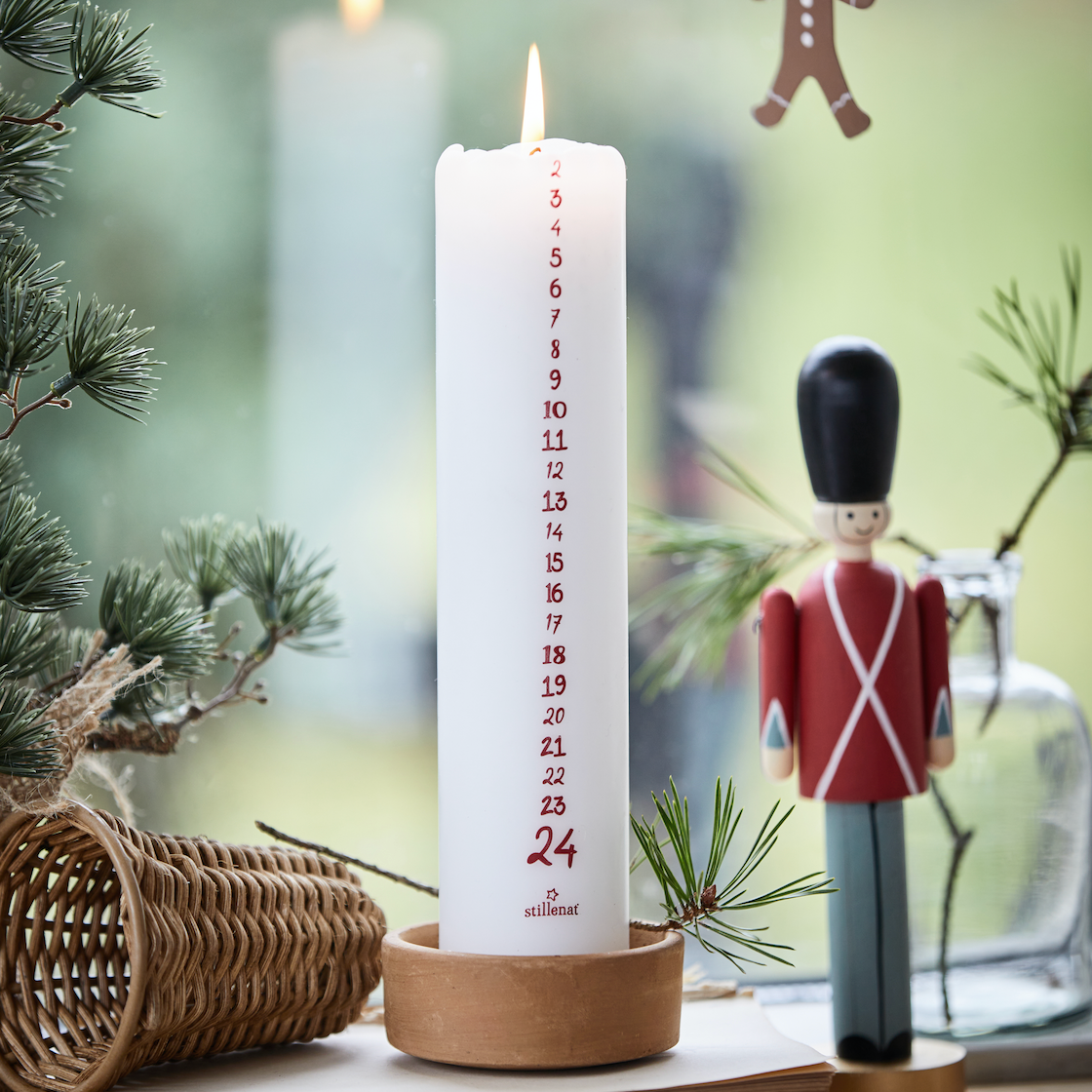 White Pillar Advent Candle With Red Numbers
