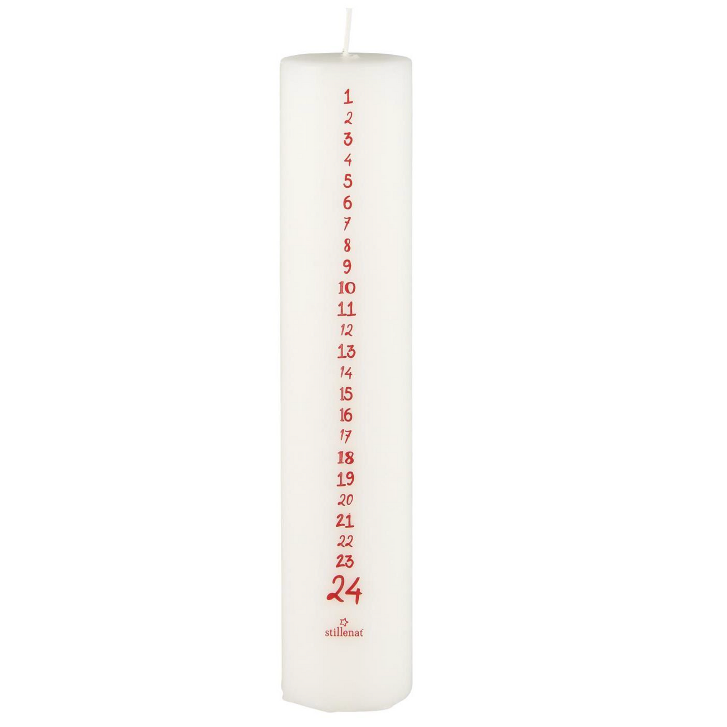 White Pillar Advent Candle With Red Numbers