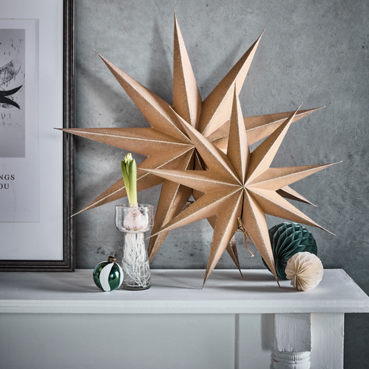 Handmade Natural 9 Point Paper Star