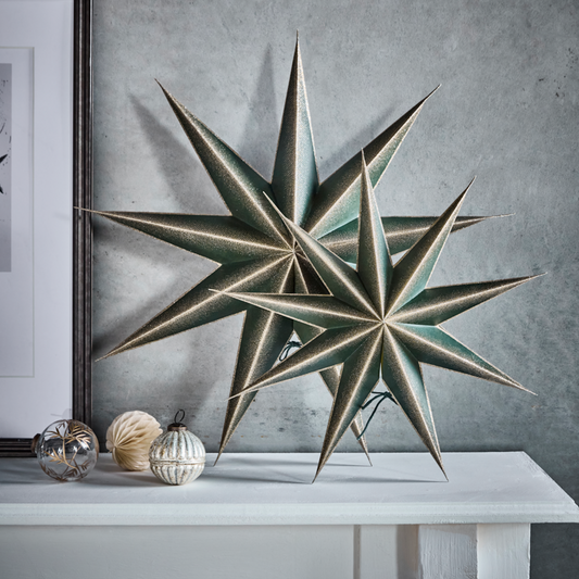 Handmade Green 9 Point Paper Star