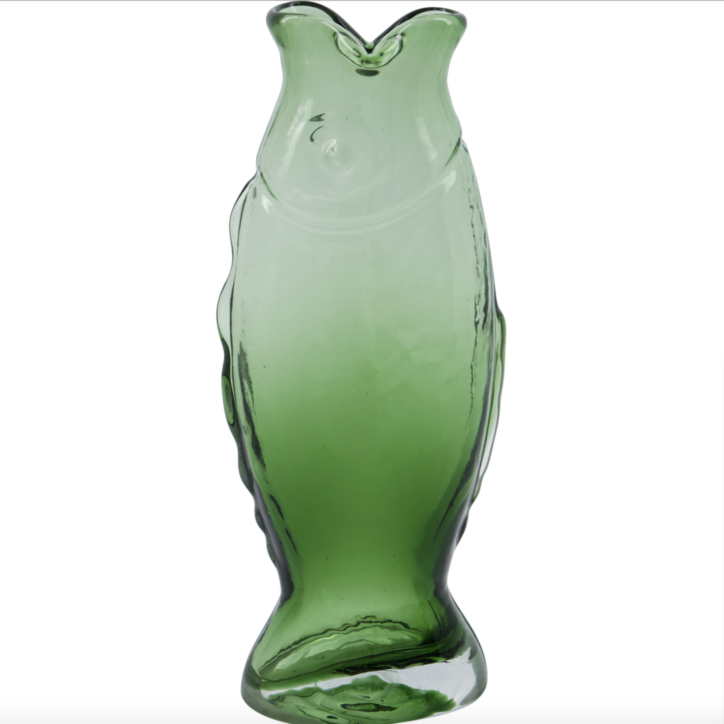 Hand Blown Green Glass Fish Vase