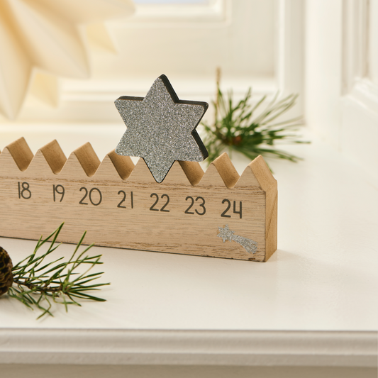 Christmas Silver Star Wooden Advent Calendar