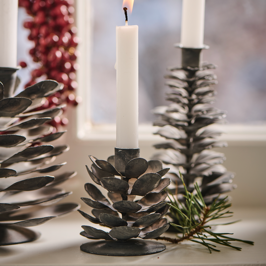 Metal Cone Candle Holder and Tapered Candle Gift Set