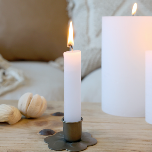 A Bundle Of Six Short Clear White Candles