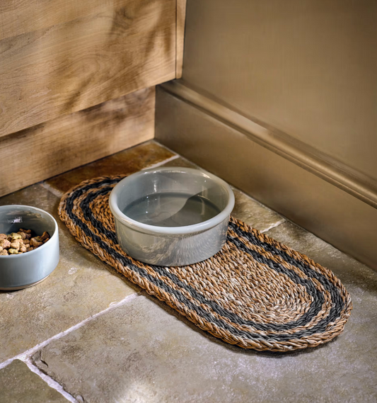 Seagrass Pet Bowl Mat With Border