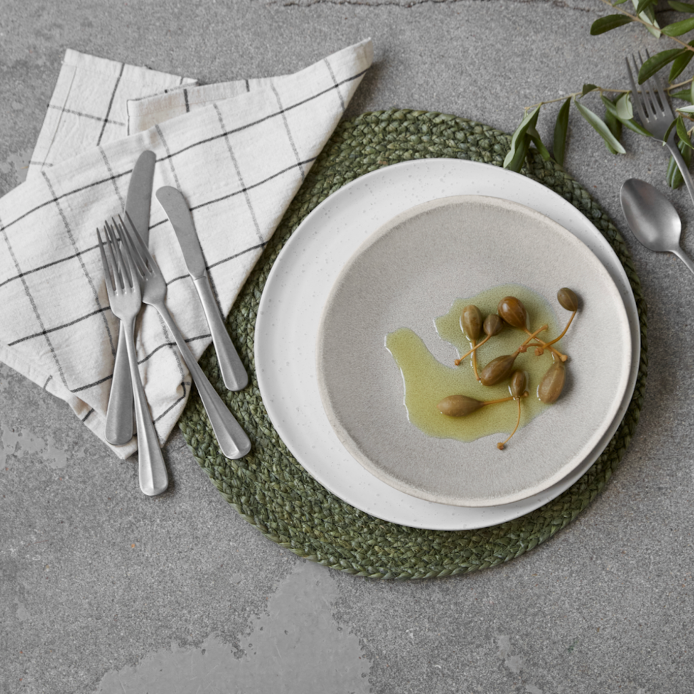 Set Of Four Rustic Grey Side Plates