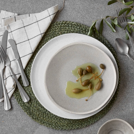 Set Of Four Rustic Grey Dinner Plates