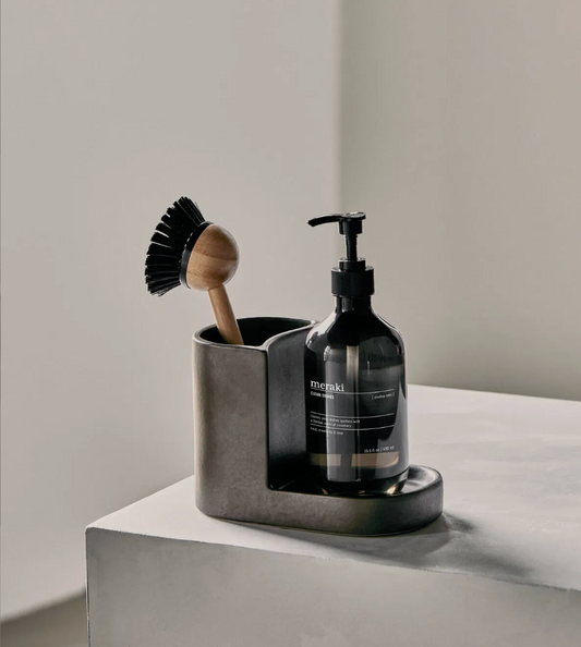 Meraki Washing Up Dark Grey Brush And Soap Holder