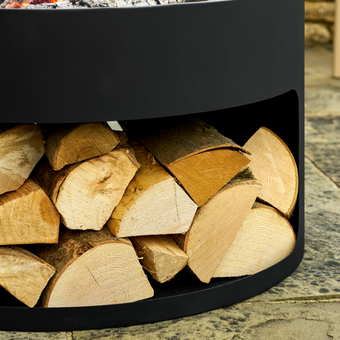 Round Fire Pit And Log Store