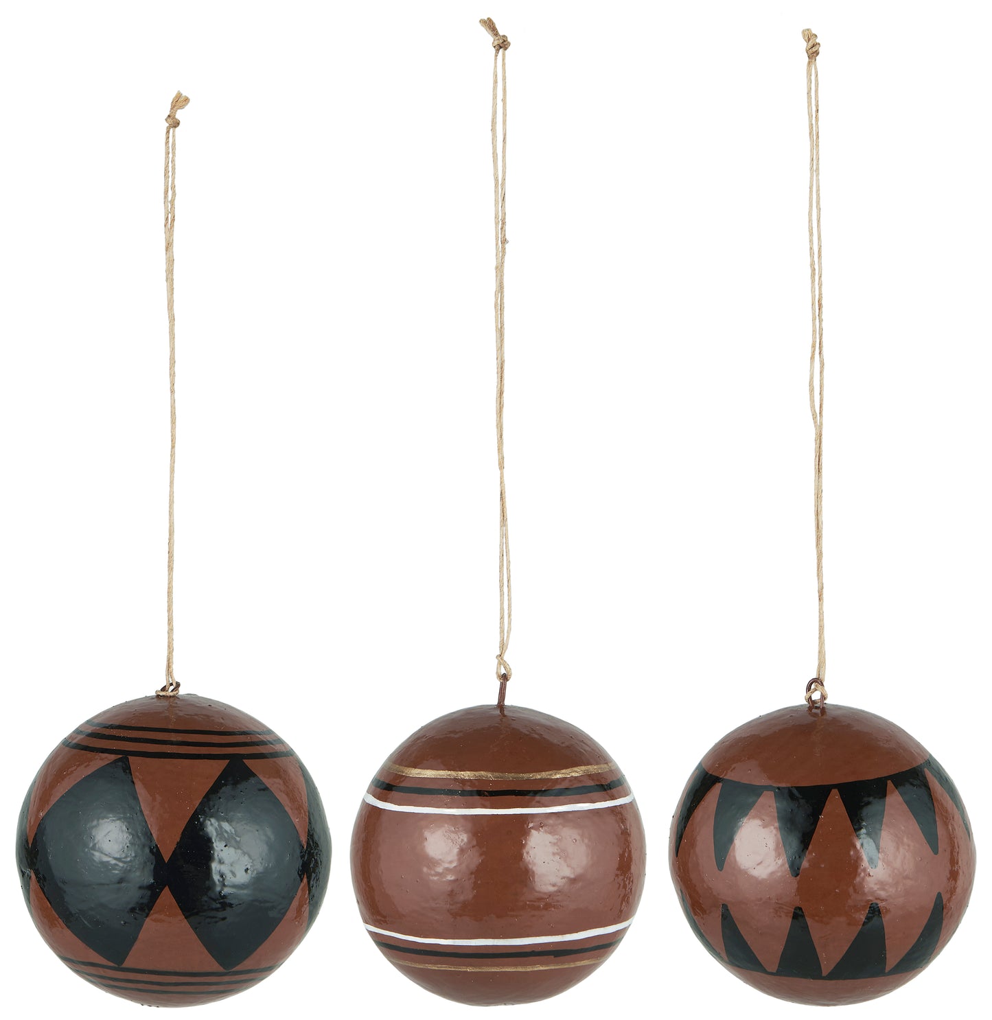 Set Of Three Glossy Eco Christmas Baubles