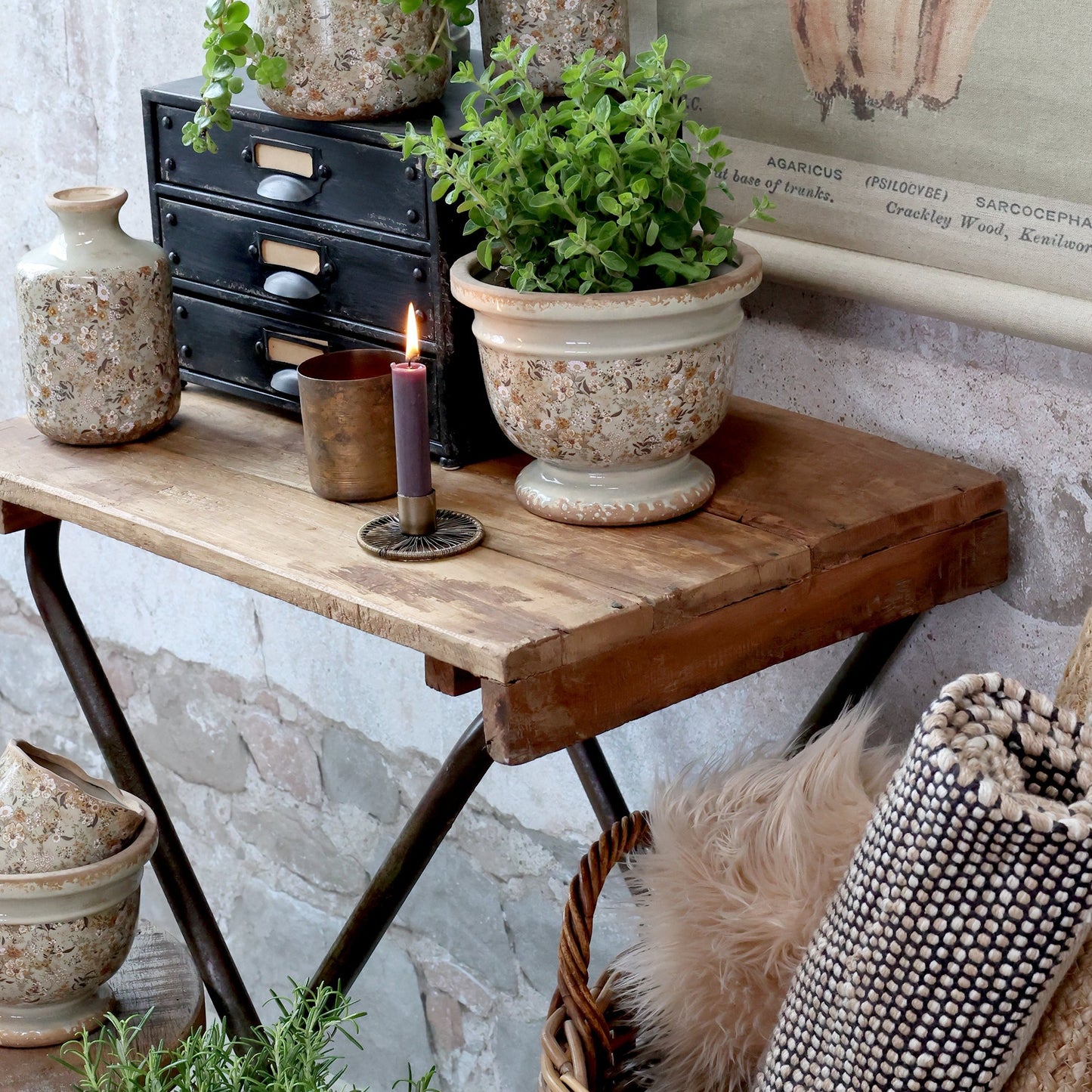 Vintage Indian School Side Table