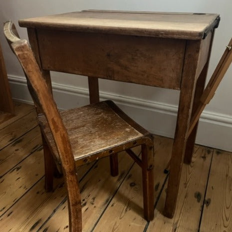 Original Wooden School Desk And Chair