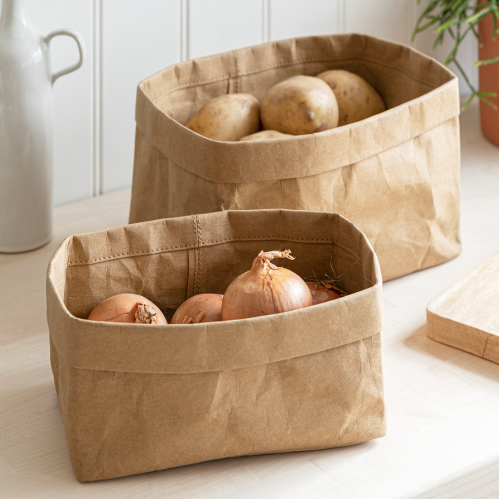 Set Of Two Kraft Re-Useable Storage Bags