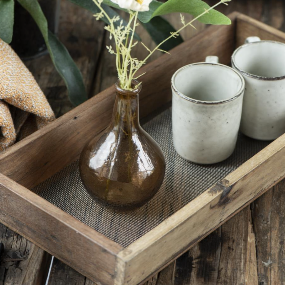 Vintage Wooden Tray With Mesh Base